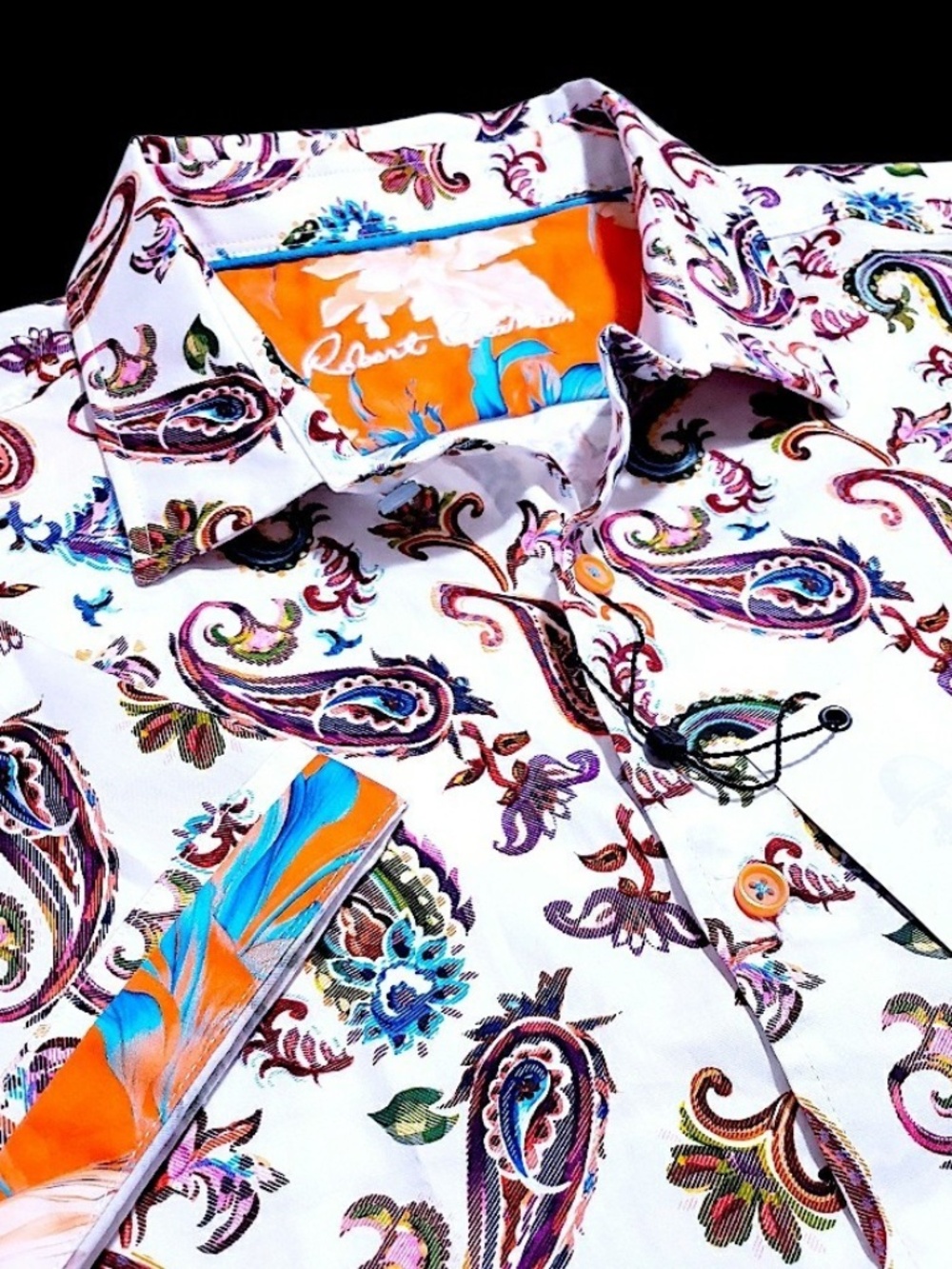 NEW Robert Graham Floral Paisley Multicolor Short Sleeve 3XL Sport Shirt